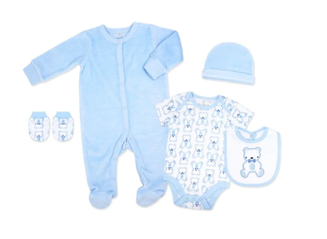 Blue Bear 5-Piece Ribbed Velour Set