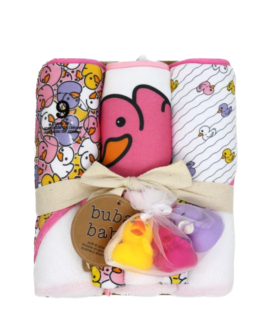 9-Piece Hooded Towel & Bath Set | Pink Duck — alternate view