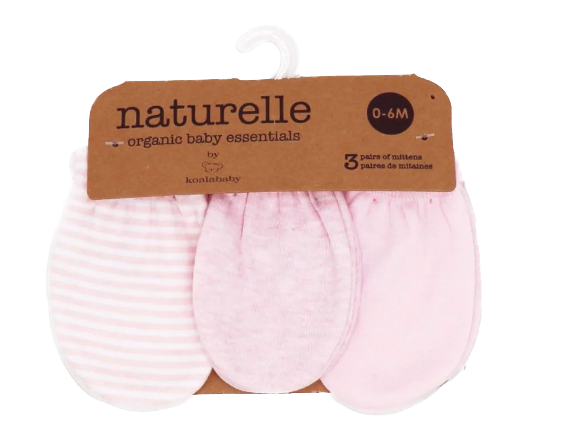 Naturelle Baby Mitts | 3-Pack, Pink — alternate view